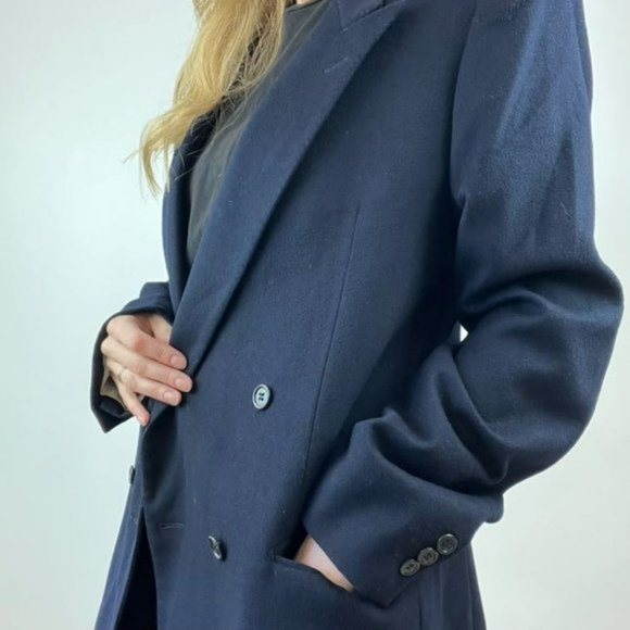 Vintage Andrea Silardi Wool Cashmere Navy Dark Blue Blazer Jacket Pockets M / L - Picture 13 of 16